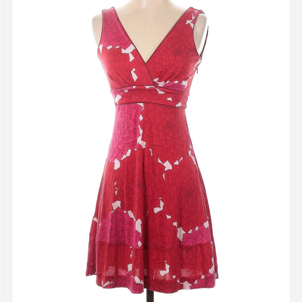 TORY BURCH 100% silk red& white dress Size XS